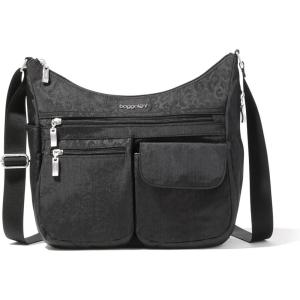 imageBaggallini Everywhere Bagg Crossbody Women 11x9 Lightweight Nylon Hobo WaterResistant Travel Bag WRFID ProtectionBlack Cheetah Eemboss