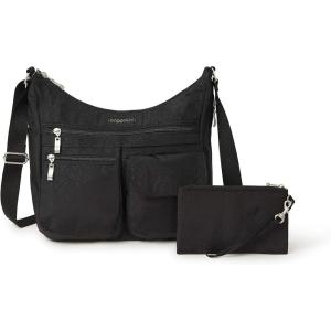 imageBaggallini Everywhere Bagg Crossbody Women 11x9 Lightweight Nylon Hobo WaterResistant Travel Bag WRFID ProtectionBlack Zebra