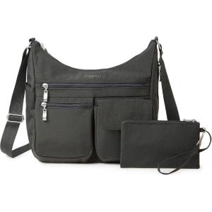imageBaggallini Everywhere Bagg Crossbody Women 11x9 Lightweight Nylon Hobo WaterResistant Travel Bag WRFID ProtectionCharcoal