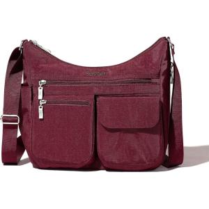 imageBaggallini Everywhere Bagg Crossbody Women 11x9 Lightweight Nylon Hobo WaterResistant Travel Bag WRFID ProtectionDark Cherry