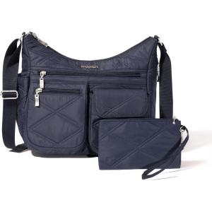 imageBaggallini Everywhere Bagg Crossbody Women 11x9 Lightweight Nylon Hobo WaterResistant Travel Bag WRFID ProtectionFrench Navy Quilt