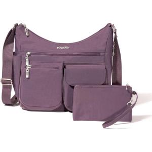 imageBaggallini Everywhere Bagg Crossbody Women 11x9 Lightweight Nylon Hobo WaterResistant Travel Bag WRFID ProtectionMisty Purple