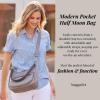 imageBaggallini Modern Pocket Half Moon 11quotx105quot Shoulder Women WReplaceable Straps Converts to Crossbody BagLight Grey Petal