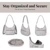imageBaggallini Modern Pocket Half Moon 11quotx105quot Shoulder Women WReplaceable Straps Converts to Crossbody BagLight Grey Petal
