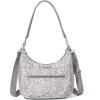 imageBaggallini Modern Pocket Half Moon 11quotx105quot Shoulder Women WReplaceable Straps Converts to Crossbody BagLight Grey Petal