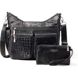 imageBaggallini Modern Everywhere Crossbody Women 11x9x45 RFID Hobo BagBlack Croc Jacquard