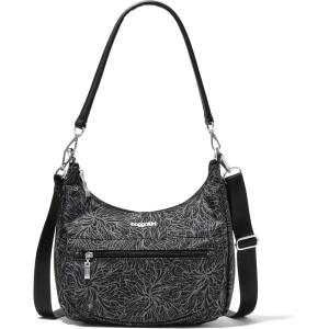 imageBaggallini Modern Pocket Half Moon 11quotx105quot Shoulder Women WReplaceable Straps Converts to Crossbody BagMidnight Blossom Print