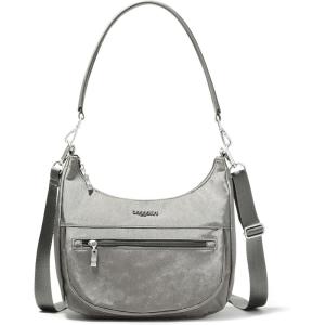 imageBaggallini Modern Pocket Half Moon 11quotx105quot Shoulder Women WReplaceable Straps Converts to Crossbody BagSterling Shimmer