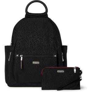 imageBaggallini womens New Classic Heritage With Rfid Phone Wristlet All Day Backpack Sterling Shimmer One Size USBlack Cheetah Emboss