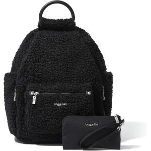 imageBaggallini womens New Classic Heritage With Rfid Phone Wristlet All Day Backpack Sterling Shimmer One Size USBlack Faux Shearling