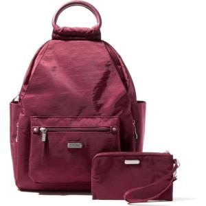 imageBaggallini womens New Classic Heritage With Rfid Phone Wristlet All Day Backpack Sterling Shimmer One Size USDark Cherry