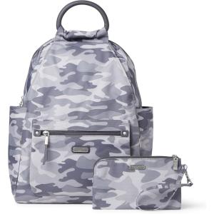 imageBaggallini womens New Classic Heritage With Rfid Phone Wristlet All Day Backpack Sterling Shimmer One Size USGrey Camo Print