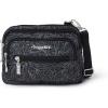 imageBaggallini Triple Zip Small Crossbody Bag for Women  8x6 inch Convertible Fanny Pack Belt Bag  Lightweight WaterresistantMidnight Blossom