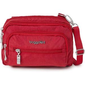 imageBaggallini Triple Zip Small Crossbody Bag for Women  8x6 inch Convertible Fanny Pack Belt Bag  Lightweight WaterresistantApple