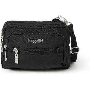 imageBaggallini Triple Zip Small Crossbody Bag for Women  8x6 inch Convertible Fanny Pack Belt Bag  Lightweight WaterresistantBlack Zebra