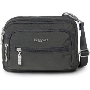 imageBaggallini Triple Zip Small Crossbody Bag for Women  8x6 inch Convertible Fanny Pack Belt Bag  Lightweight WaterresistantCharcoal