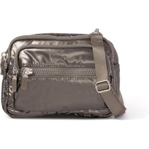imageBaggallini Triple Zip Small Crossbody Bag for Women  8x6 inch Convertible Fanny Pack Belt Bag  Lightweight WaterresistantGunmetal Puff