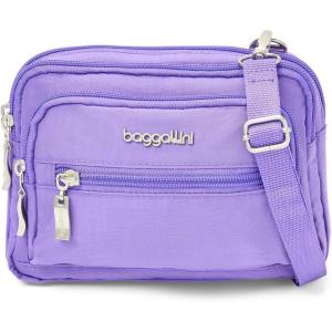 imageBaggallini Triple Zip Small Crossbody Bag for Women  8x6 inch Convertible Fanny Pack Belt Bag  Lightweight WaterresistantLavender Surf