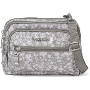 imageBaggallini Triple Zip Small Crossbody Bag for Women  8x6 inch Convertible Fanny Pack Belt Bag  Lightweight WaterresistantLight Grey Petal