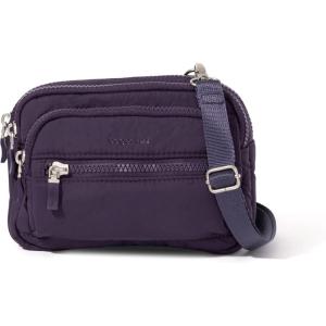 imageBaggallini Triple Zip Small Crossbody Bag for Women  8x6 inch Convertible Fanny Pack Belt Bag  Lightweight WaterresistantPlum Twilight Puff