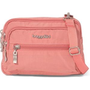imageBaggallini Triple Zip Small Crossbody Bag for Women  8x6 inch Convertible Fanny Pack Belt Bag  Lightweight WaterresistantTerracotta