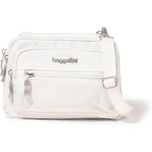 imageBaggallini Triple Zip Small Crossbody Bag for Women  8x6 inch Convertible Fanny Pack Belt Bag  Lightweight WaterresistantWhite