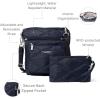 imageBaggallini Pocket Crossbody Bags for Women 8x8 Small Lightweight Durable Nylon Waterresistant Travel Purse WRfid WristletFrench Navy Quilt