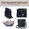 imageBaggallini Pocket Crossbody Bags for Women 8x8 Small Lightweight Durable Nylon Waterresistant Travel Purse WRfid WristletFrench Navy Quilt