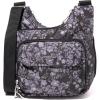 imageBaggallini Criss Cross 10x11 Crossbody Women Lightweight WaterResistant Nylon Travel Bag WRFID ampamp Quick Access PocketsBlack Hydrangea
