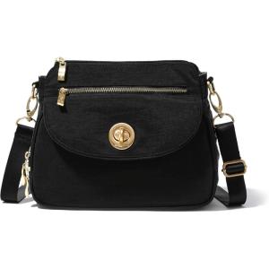 imageBaggallini Calais Crossbody Bags for Women 10x7 Lightweight WaterResistant Travel PurseRFID ProtectionampampInterior OrganizationBlack  Gold Hardware