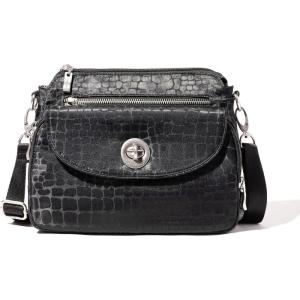 imageBaggallini Calais Crossbody Bags for Women 10x7 Lightweight WaterResistant Travel PurseRFID ProtectionampampInterior OrganizationBlack Croc Jacquard