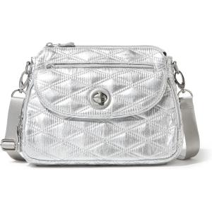 imageBaggallini Calais Crossbody Bags for Women 10x7 Lightweight WaterResistant Travel PurseRFID ProtectionampampInterior OrganizationSilver Metallic Quilt