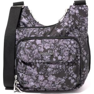 imageBaggallini Criss Cross 10x11 Crossbody Women Lightweight WaterResistant Nylon Travel Bag WRFID ampamp Quick Access PocketsBlack Hydrangea