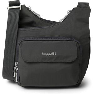 imageBaggallini Criss Cross 10x11 Crossbody Women Lightweight WaterResistant Nylon Travel Bag WRFID ampamp Quick Access PocketsCharcoal