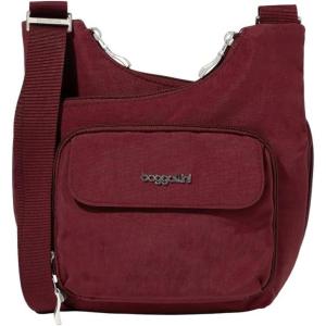 imageBaggallini Criss Cross 10x11 Crossbody Women Lightweight WaterResistant Nylon Travel Bag WRFID ampamp Quick Access PocketsDark Cherry