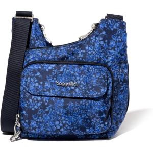 imageBaggallini Criss Cross 10x11 Crossbody Women Lightweight WaterResistant Nylon Travel Bag WRFID ampamp Quick Access PocketsInk Hydrangea