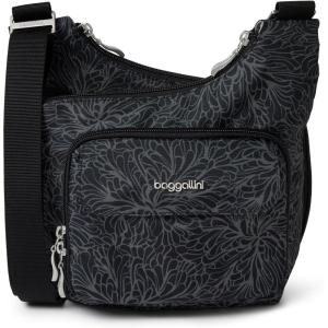 imageBaggallini Criss Cross 10x11 Crossbody Women Lightweight WaterResistant Nylon Travel Bag WRFID ampamp Quick Access PocketsMidnight Blossom Print