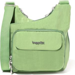 imageBaggallini Criss Cross 10x11 Crossbody Women Lightweight WaterResistant Nylon Travel Bag WRFID ampamp Quick Access PocketsMoss