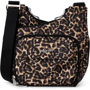 imageBaggallini Criss Cross 10x11 Crossbody Women Lightweight WaterResistant Nylon Travel Bag WRFID ampamp Quick Access PocketsWild Cheetah
