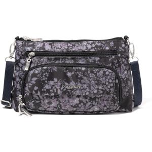 imageBaggallini Original Everyday 11x 75 Crossbody Bags for Women RFID Protected Washable Lightweight Nylon Zippered Travel PurseBlack Hydrangea