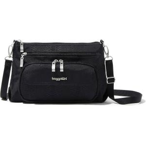 imageBaggallini Original Everyday 11x 75 Crossbody Bags for Women RFID Protected Washable Lightweight Nylon Zippered Travel PurseBlack Python Emboss
