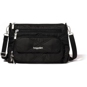 imageBaggallini Original Everyday 11x 75 Crossbody Bags for Women RFID Protected Washable Lightweight Nylon Zippered Travel PurseBlack Quilt