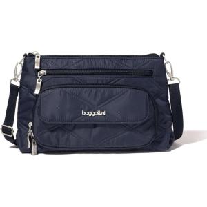 imageBaggallini Original Everyday 11x 75 Crossbody Bags for Women RFID Protected Washable Lightweight Nylon Zippered Travel PurseFrench Navy Quilt
