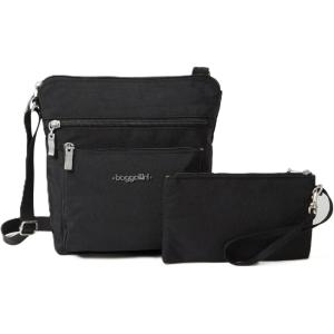 imageBaggallini Pocket Crossbody Bags for Women 8x8 Small Lightweight Durable Nylon Waterresistant Travel Purse WRfid WristletBlackSand