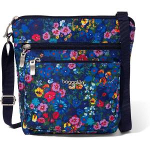 imageBaggallini Pocket Crossbody Bags for Women 8x8 Small Lightweight Durable Nylon Waterresistant Travel Purse WRfid WristletFlower Market