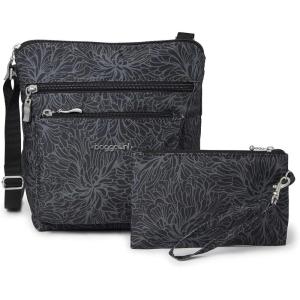 imageBaggallini Pocket Crossbody Bags for Women 8x8 Small Lightweight Durable Nylon Waterresistant Travel Purse WRfid WristletMidnight Blossom