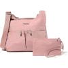 imageBaggallini Cross Over Crossbody Women 11x85 Medium Travel Bag Lightweight WaterResistant Nylon Organized Handbag PurseWoodrose