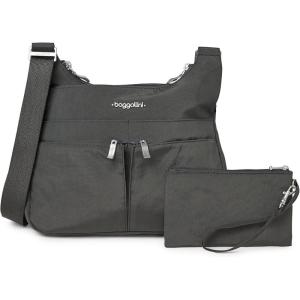 imageBaggallini Cross Over Crossbody Women 11x85 Medium Travel Bag Lightweight WaterResistant Nylon Organized Handbag PurseCharcoal