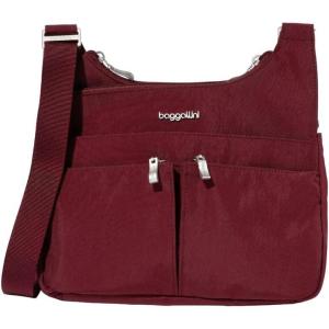 imageBaggallini Cross Over Crossbody Women 11x85 Medium Travel Bag Lightweight WaterResistant Nylon Organized Handbag PurseDark Cherry