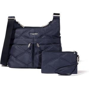 imageBaggallini Cross Over Crossbody Women 11x85 Medium Travel Bag Lightweight WaterResistant Nylon Organized Handbag PurseFrench Navy Quilt
